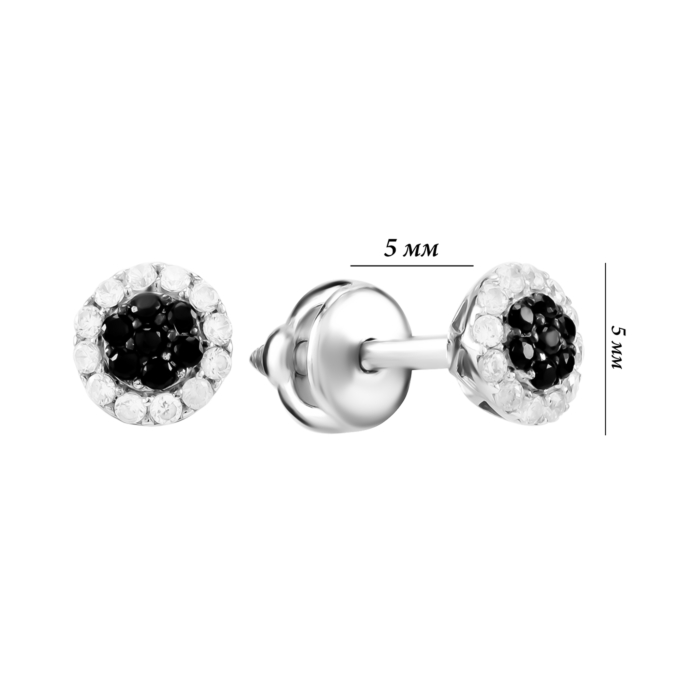 Серебряные пусеты с фианитами. Артикул UG52586чб/1р-CZ