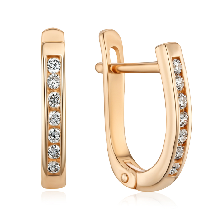 Золоті сережки з діамантами. Артикул 807072/01/0/8566