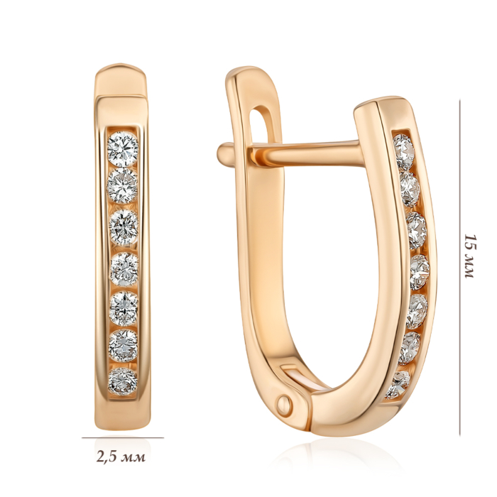 Золоті сережки з діамантами. Артикул 807072/01/0/8566
