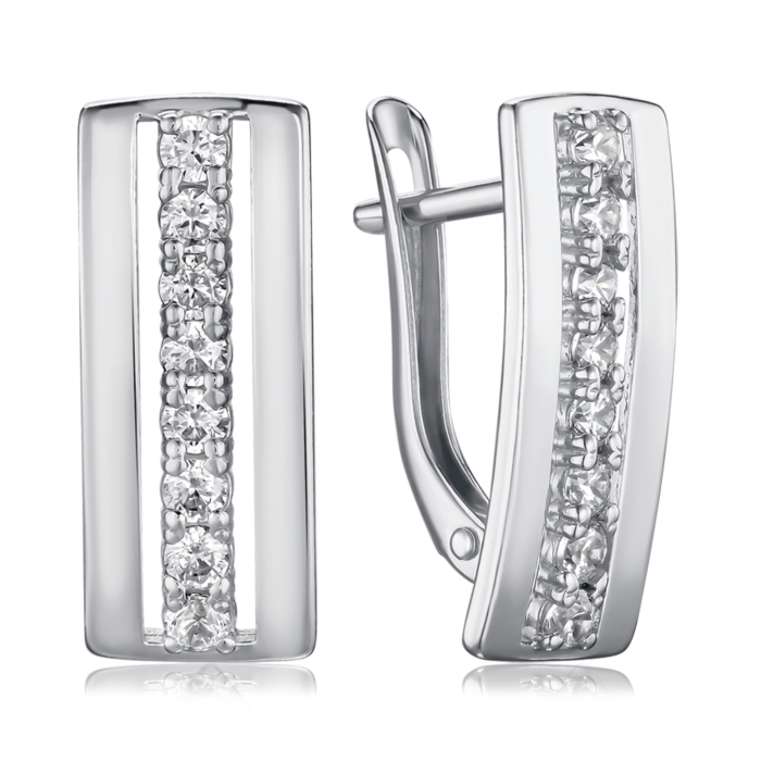 Срібні сережки з фіанітами 40672/12/1/17