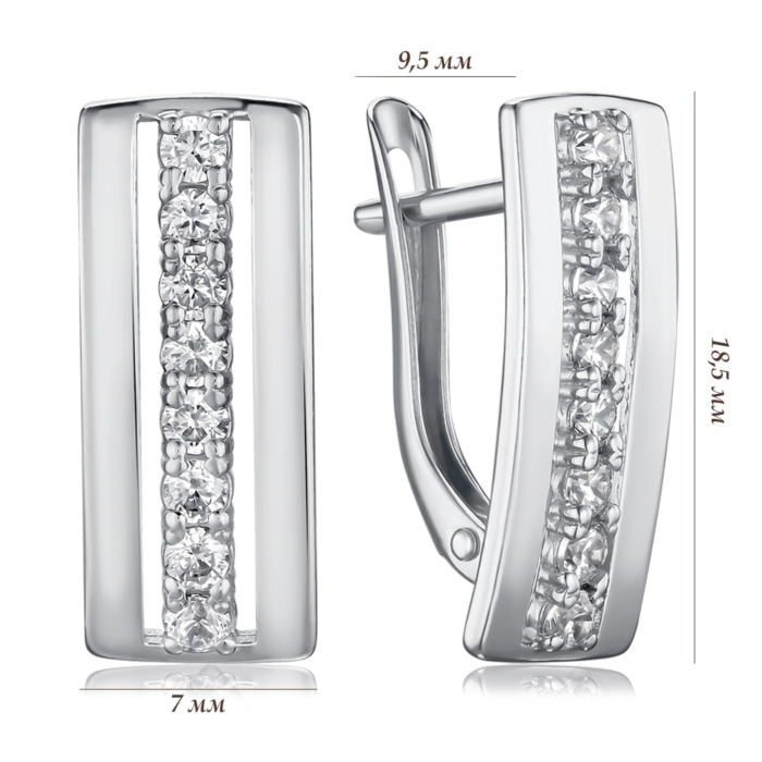 Срібні сережки з фіанітами 40672/12/1/17