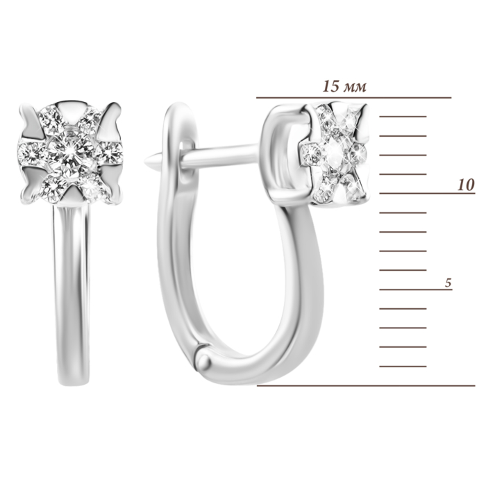 Золоті сережки з діамантами. Артикул UG528/0016/02/01/02