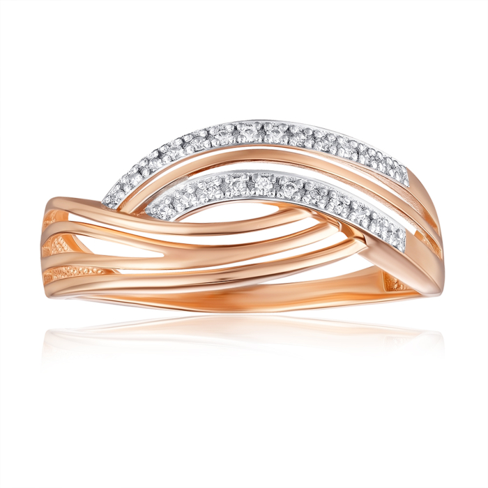 Золота каблучка з фіанітами. Артикул 13492/01/1/42