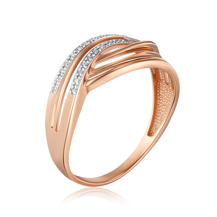 Золота каблучка з фіанітами. Артикул 13492/01/1/42