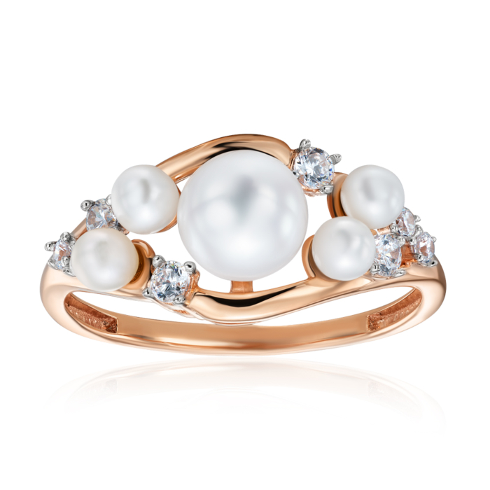 Золотое кольцо с жемчугом. Артикул 13892/01/1/3413