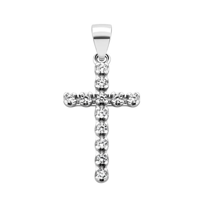 Срібна підвіска Хрестик з фіанітами. Артикул UG52P11143-CZ