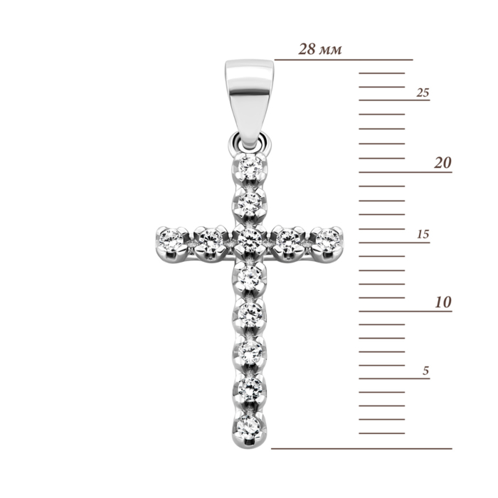 Срібна підвіска Хрестик з фіанітами. Артикул UG52P11143-CZ
