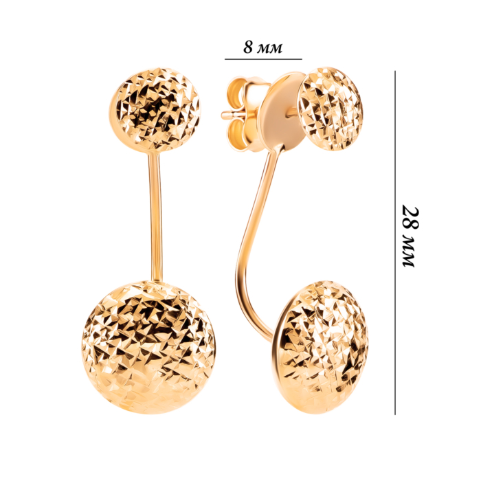 Золотые пусеты 2 в 1. Артикул UG52/50/875/2