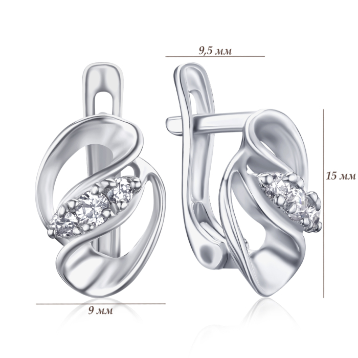 Срібні сережки з фіанітами С2Ф/018