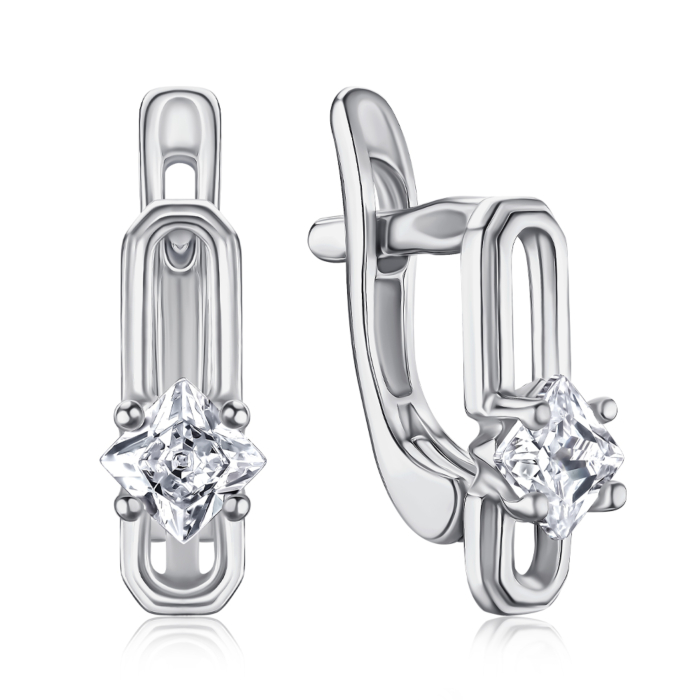 Срібні сережки з фіанітами С2Ф/054