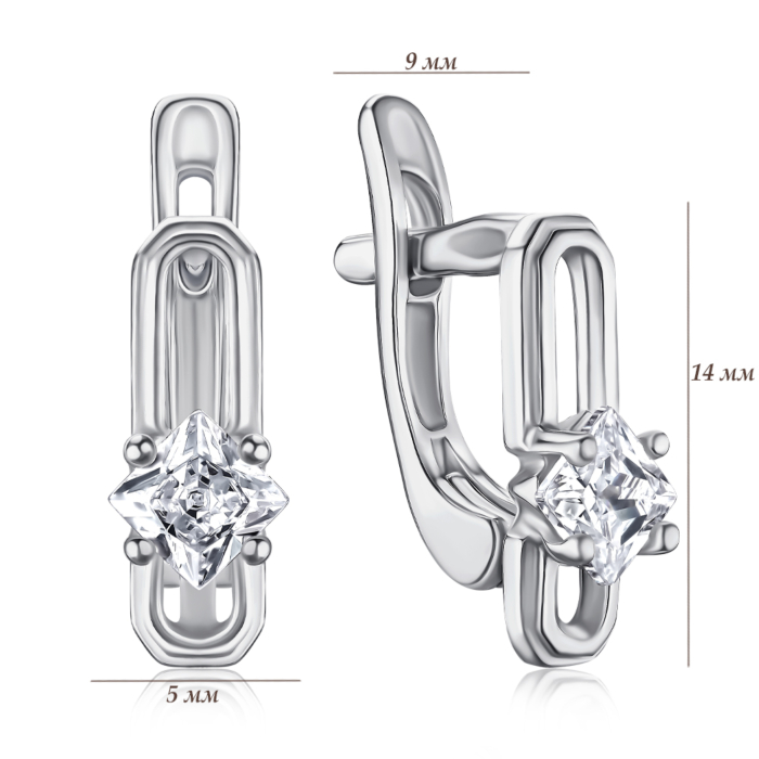 Срібні сережки з фіанітами С2Ф/054