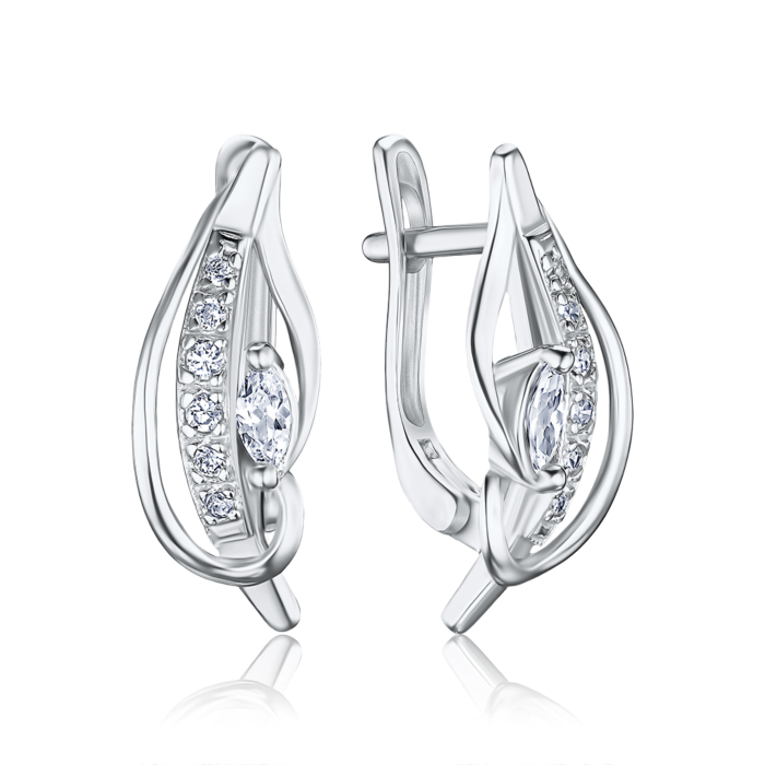 Срібні сережки з фіанітами С2Ф/070