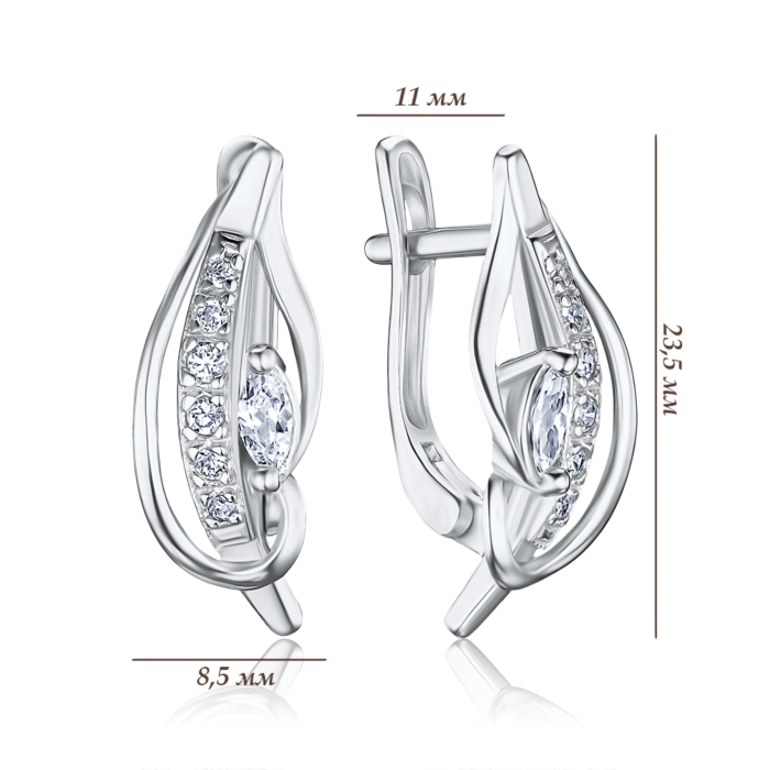 Срібні сережки з фіанітами С2Ф/070