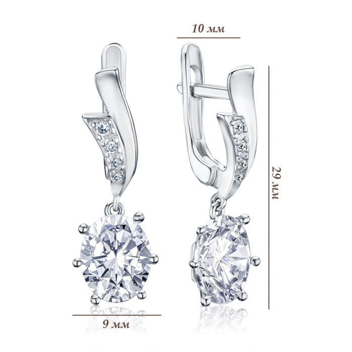 Срібні сережки з фіанітами С2Ф/101