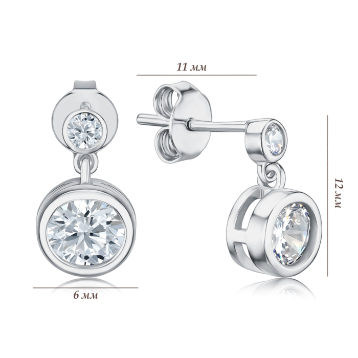 Срібні сережки з фіанітами С2Ф/1304