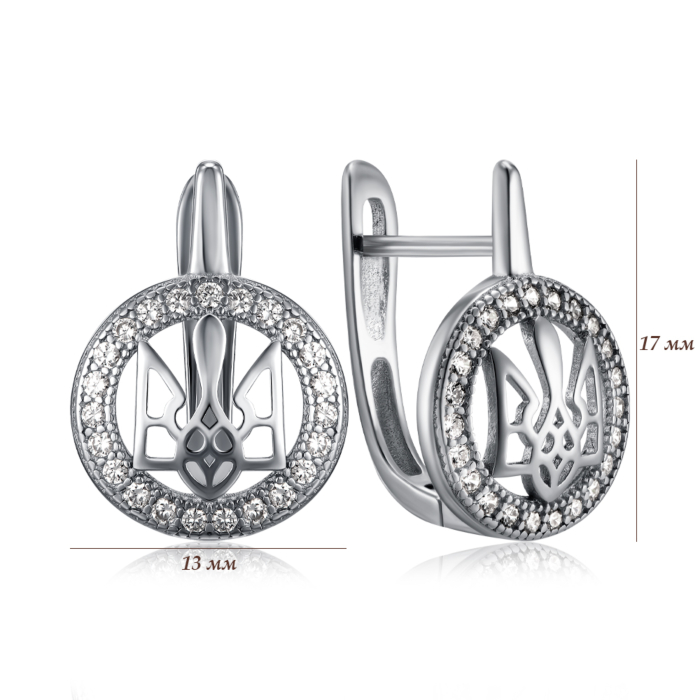 Серебряные серьги с фианитами. Артикул СК2Ф/3000