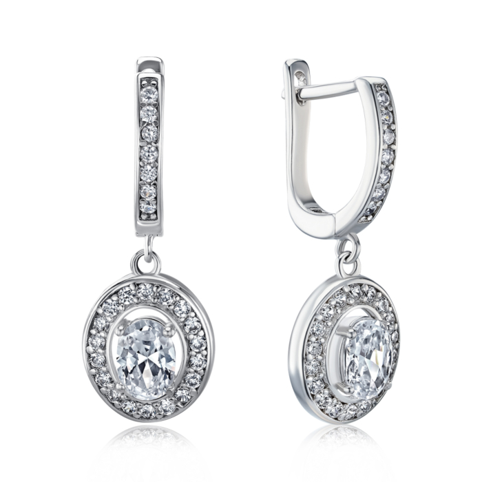 Срібні сережки з фіанітами СК2Ф/382