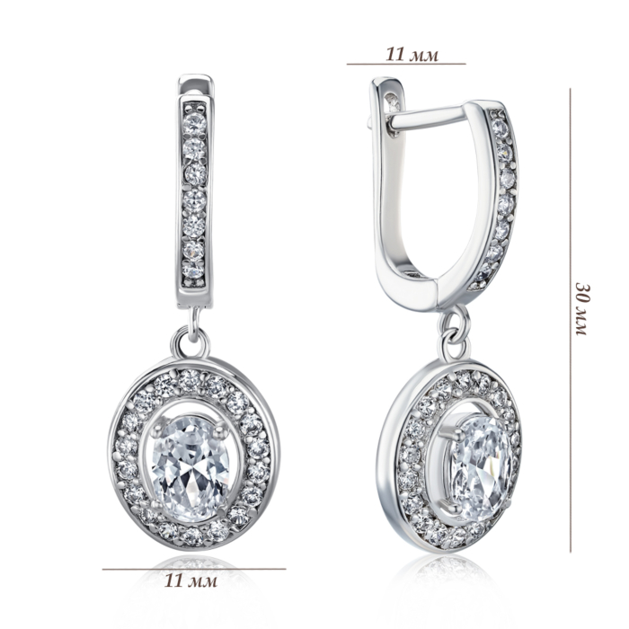 Срібні сережки з фіанітами СК2Ф/382