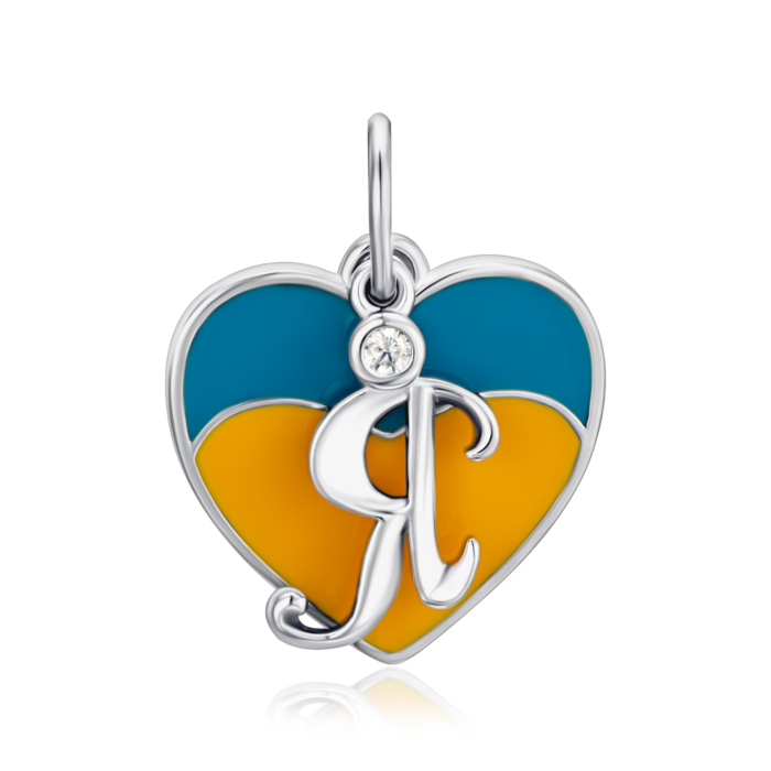 Підвіска зі срібла з фіанітом та емаллю  П2Ф/4028