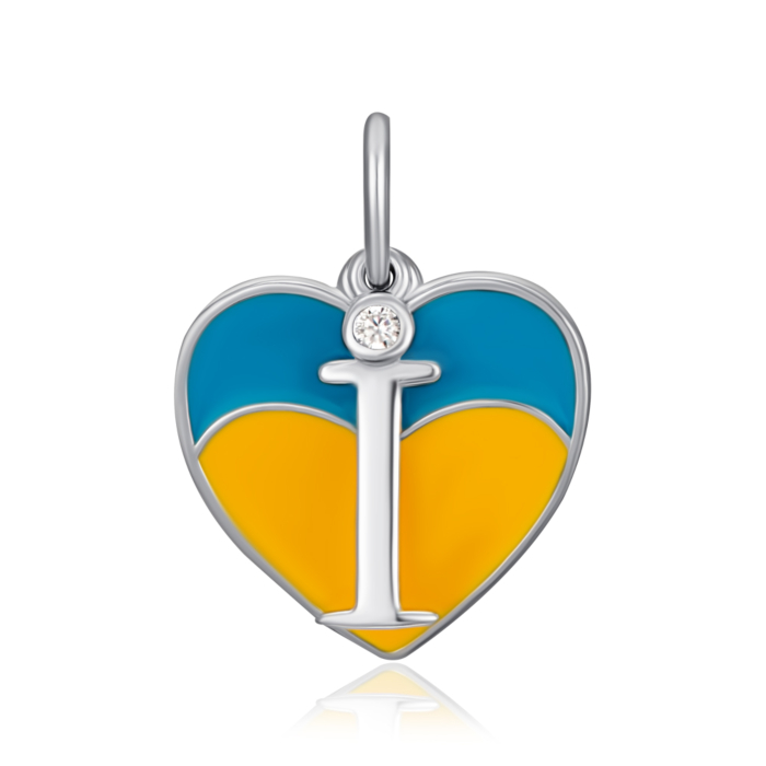 Срібна підвіска з емаллю та фіанітом. Артикул П2Ф/4031