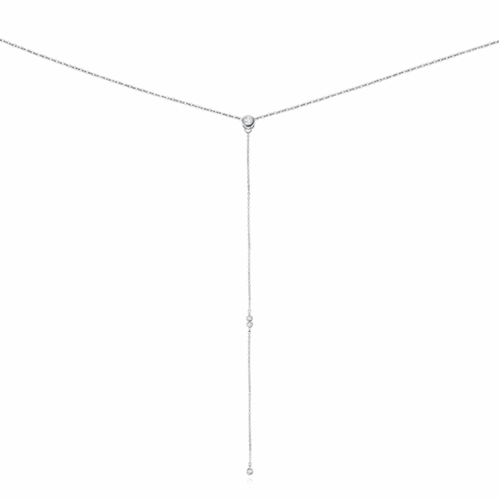 Кольє-галстук з білого золота з діамантами. Артикул 560150/66024-3/02/1/9433