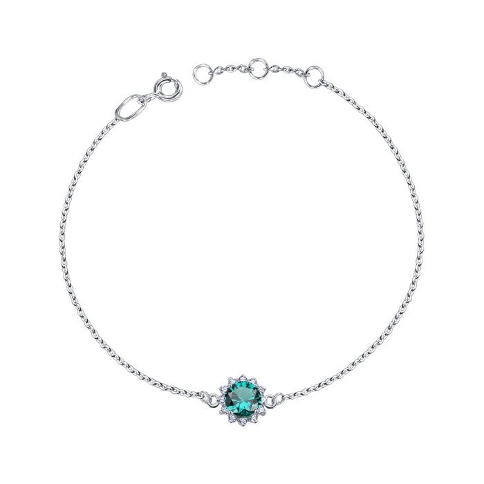 Срібний браслет з штучним кварцом та фіанітами 90190/66024-3/12/1/2203