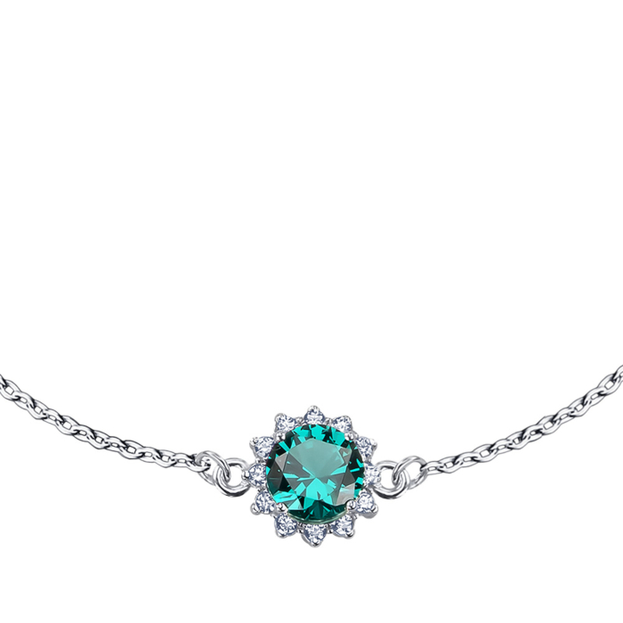 Срібний браслет з штучним кварцом та фіанітами 90190/66024-3/12/1/2203