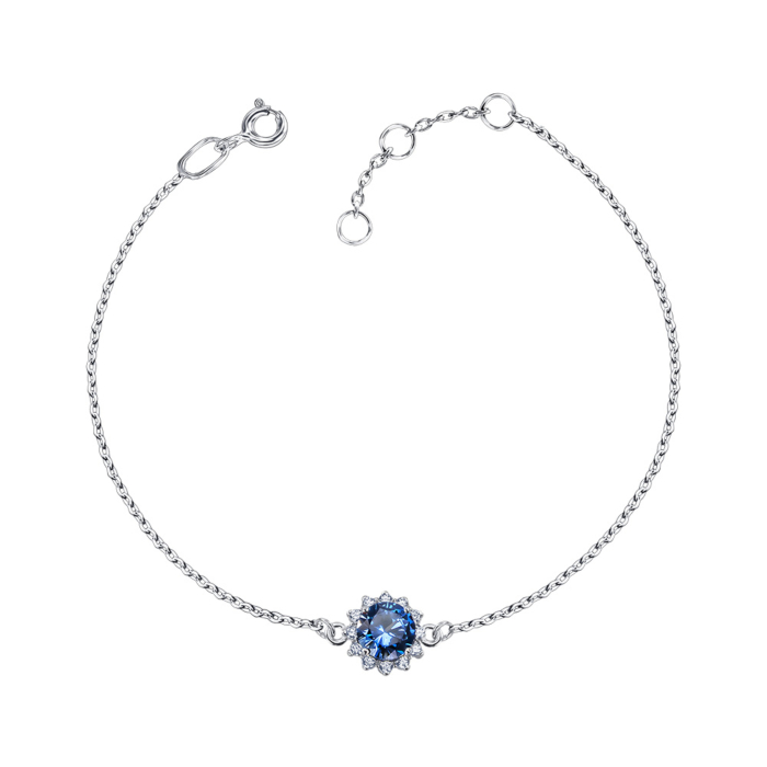 Серебряный браслет с искусственным сапфиром и фианитами 90190/66024-3/12/1/2204