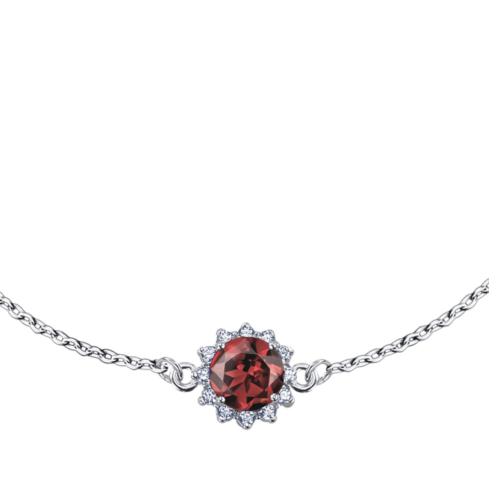 Срібний браслет з гранатом та фіанітами 90190/66024-3/12/1/5150