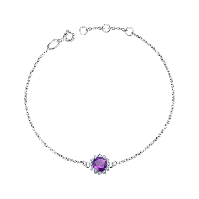 Серебряный браслет с аметистом и фианитами 90190/66024-3/12/1/5453