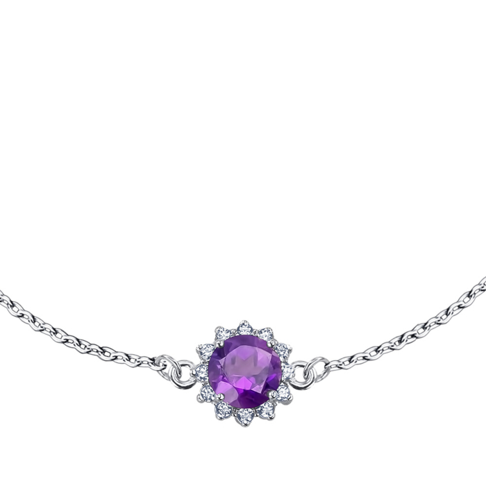 Серебряный браслет с аметистом и фианитами 90190/66024-3/12/1/5453