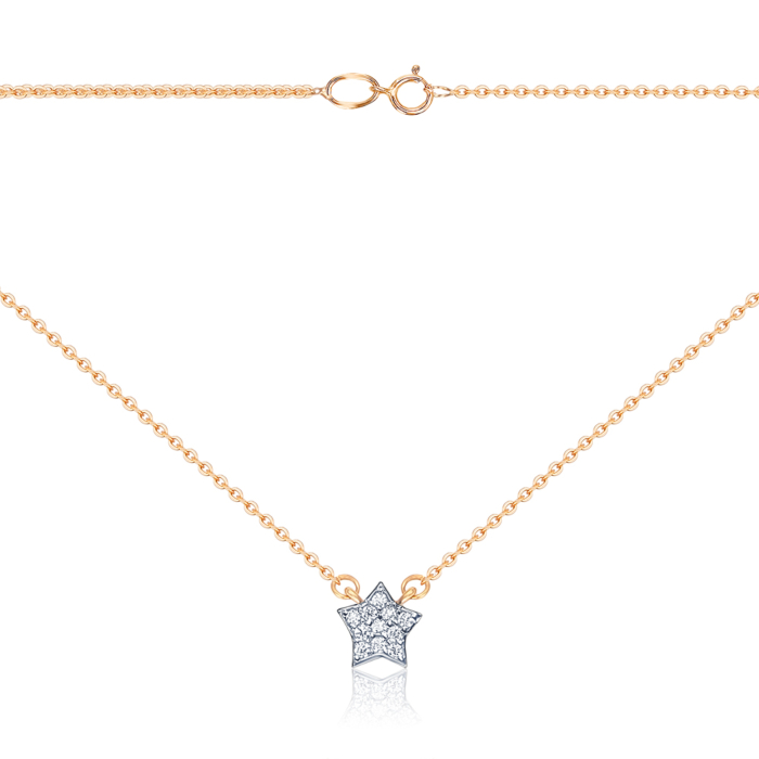 Золоте кольє "Зірочка" з фіанітами 6083/66024-3/01/1/13