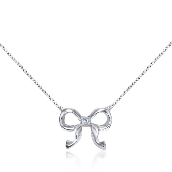 Срібне кольє Бант з фіанітом 96093/66024-3/12/1/3