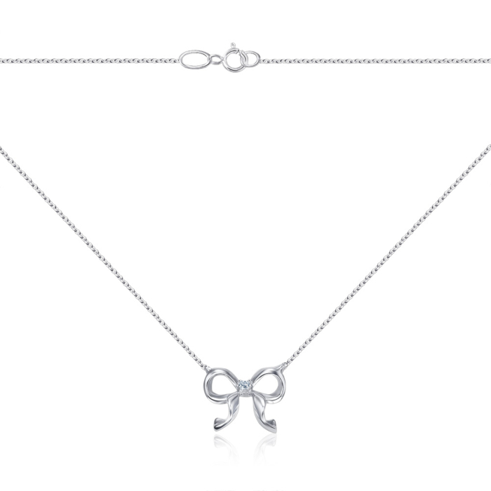 Срібне кольє Бант з фіанітом 96093/66024-3/12/1/3