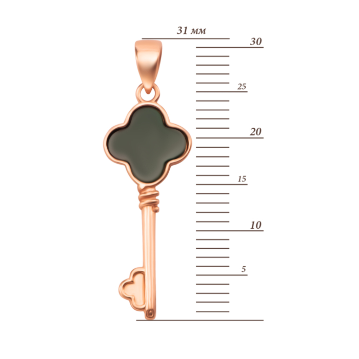 Золота підвіска Ключик з малахітом. Артикул UG53/51/278