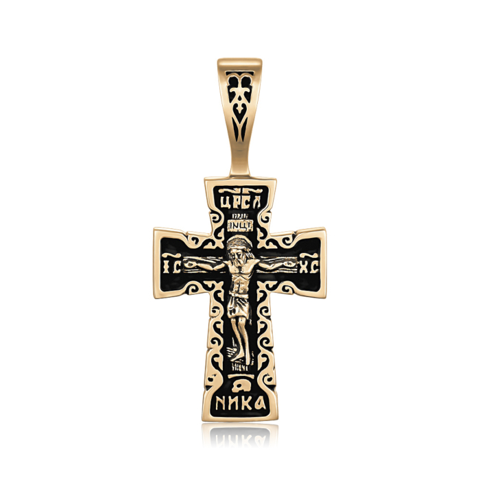 Золотой крестик с чернением. Артикул 31527/3