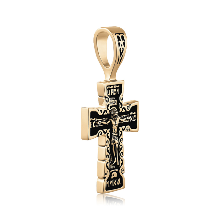 Золотой крестик с чернением. Артикул 31527/3
