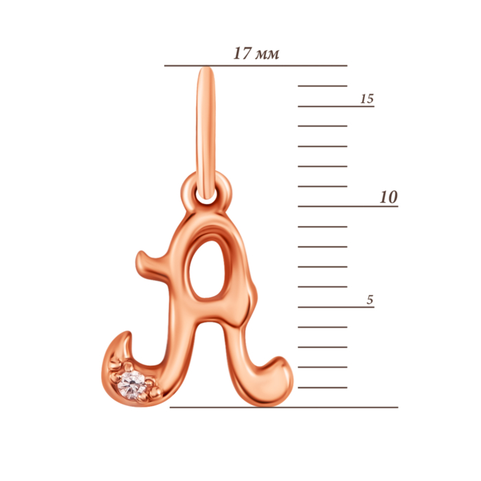 Золота підвіска Літера А з фіанітом. Артикул UG5300012/01/00/0067