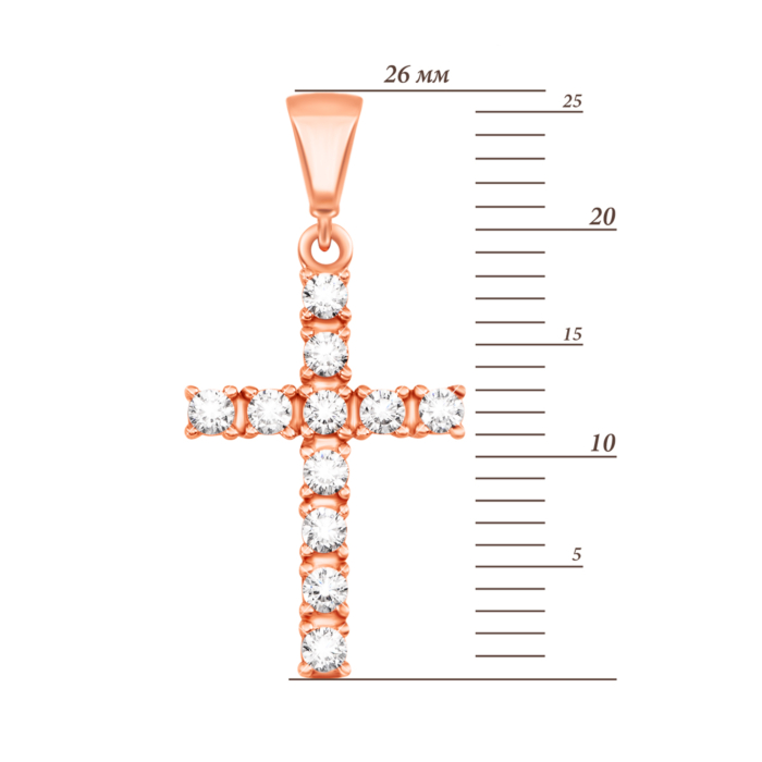 Золота підвіска Хрестик з фіанітами. Артикул UG53011021101