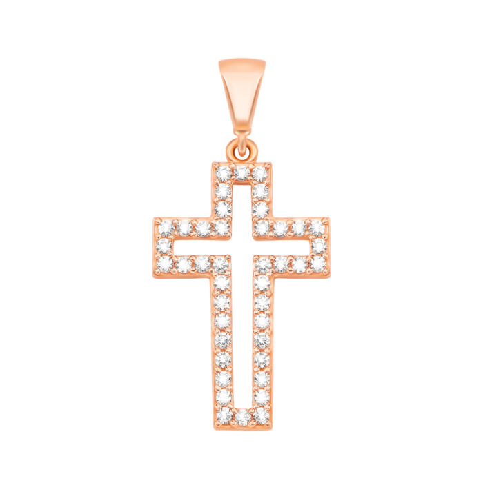 Золота підвіска Хрестик з фіанітами. Артикул UG53011022301