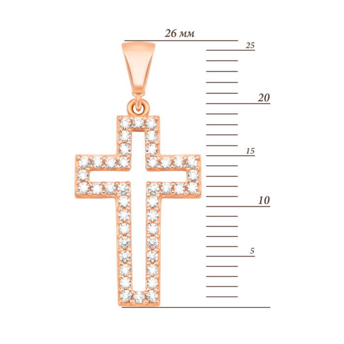 Золота підвіска Хрестик з фіанітами. Артикул UG53011022301