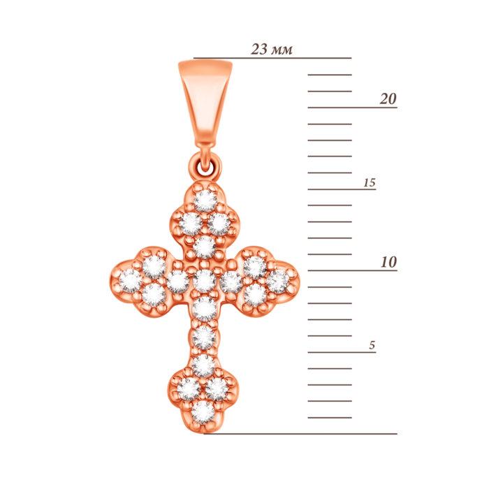 Золота підвіска Хрестик з фіанітами. Артикул UG53011026001