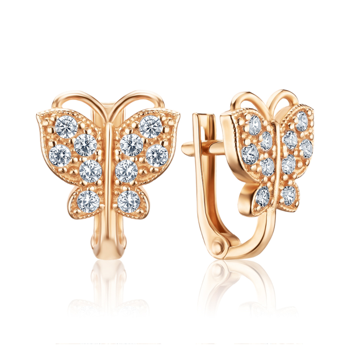 Золоті сережки з фіанітами. Артикул 21103