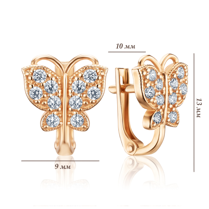Золоті сережки з фіанітами. Артикул 21103