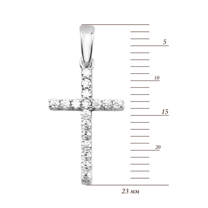 Срібна підвіска Хрестик з фіанітами. Артикул UG53016/1р-CZ