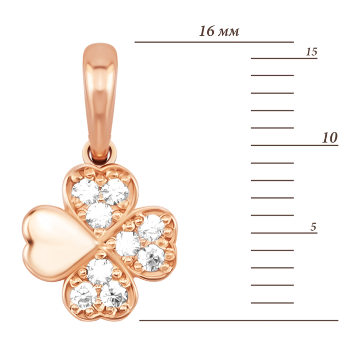 Золота підвіска Конюшина з фіанітами. Артикул UG531/0002/00/01/01