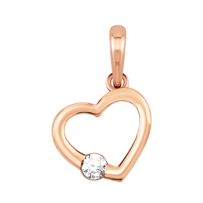 Золота підвіска Серце з фіанітом. Артикул UG531/0004/00/01/01