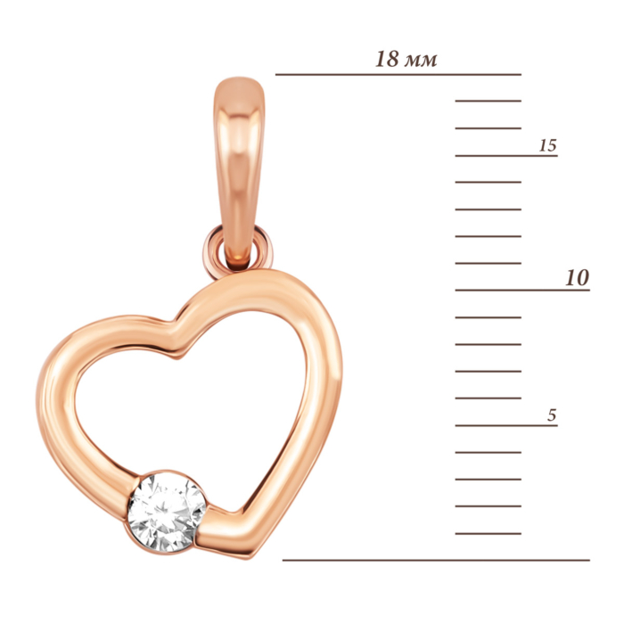 Золота підвіска Серце з фіанітом. Артикул UG531/0004/00/01/01