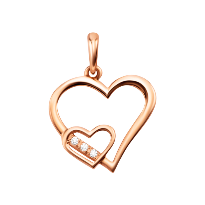 Золотая подвеска Сердце з фианитами. Артикул UG531/0005/00/01/01