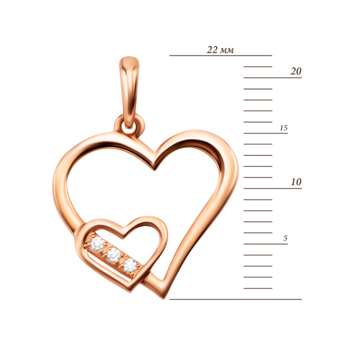 Золотая подвеска Сердце з фианитами. Артикул UG531/0005/00/01/01